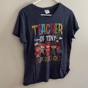 Teacher of Tiny Superhero’s Graphic T-Shirt - Blue 11